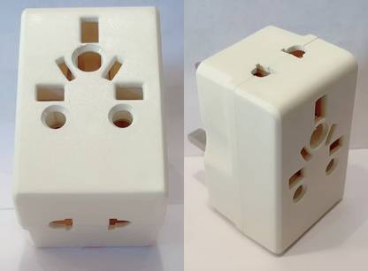 HI-PLASST (2pc)Flat Multi Input (3Way)3-Pin Plug Multicountry Input Plug Adapter with Fuse Plug Pin