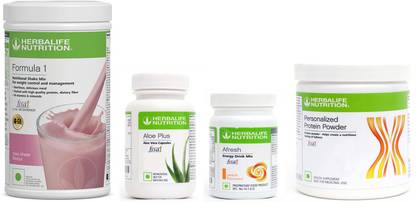 Herbalife Nutrition Formula 1 Shake Rose Kheer +Aloe Plus Tablet+ Protein Powder+ Afresh Peach Protein Shake