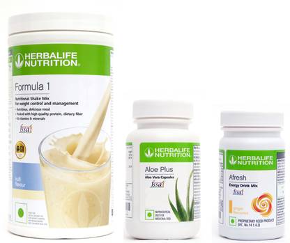 Herbalife Nutrition Formula 1 Shake Kulfi Flavor With Aloe Plus Tablet And Afresh Ginger Flavor Protein Shake