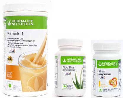 Herbalife Nutrition Formula 1 Shake Orange Flavor With Aloe Plus Tablet And Afresh Lemon Flavor Protein Shake