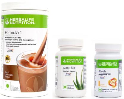 Herbalife Nutrition Formula 1 Shake Chocolate Flavor With Aloe Plus Tablet And Afresh Ginger Flavor Protein Shake