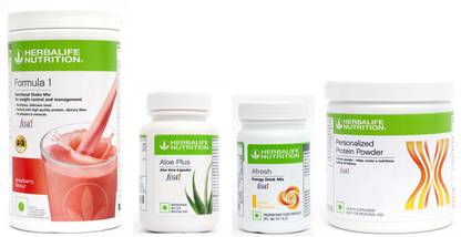 Herbalife Nutrition Formula 1 Shake Strawberry +Aloe Plus Tablet+ Protein Powder+ Afresh Lemon Protein Shake