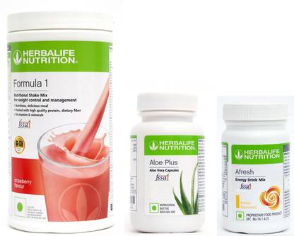 Herbalife Nutrition Formula 1 Shake Strawberry Flavor And Aloe Plus Tablet And Afresh Lemon Flavor Protein Shake