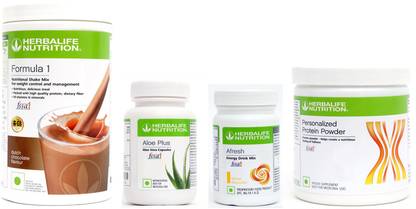 Herbalife Nutrition Formula 1 Shake Chocolate +Aloe Plus Tablet+ Protein Powder+ Afresh Lemon Protein Shake