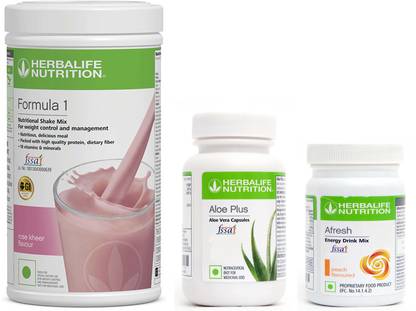Herbalife Nutrition Formula1 Shake Rose Kheer Flavor With Aloe Plus Tablet And Afresh Peach Flavor Protein Shake