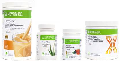 Herbalife Nutrition Formula 1 Shake Orange Flavor+ Aloe Plus Tablet+ Protein Powder+ Afresh Tulsi Protein Shake