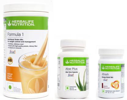 Herbalife Nutrition Formula 1 Shake Orange Flavor With Aloe Plus Tablet And Afresh Elaichi Flavor Protein Shake