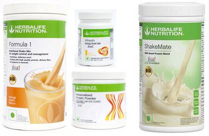 Herbalife Nutrition FORMULA-1 SHAKE ORANGE CREAM+PROTEIN POWDER -200GM+AFRESH -LEMON-+SHAKE MATE Protein Shake