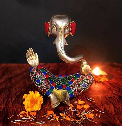 Banshi Handicrafts and Arts 20cm Modern Ganesha Statue with Stone Work Decorative Showpiece  -  20 cm