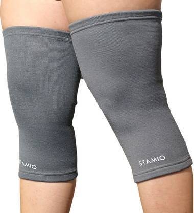 STAMIO Knee Cap for Knee Support (4 Way Stretchable), Grey (Medium, 1 Pair) Knee Support