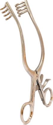 FusionKraft Weitlaner-Wullstein Mastoid Retractor, Curved Arms, 4X4 Blunt Prongs, 8" Self Retaining Retractor