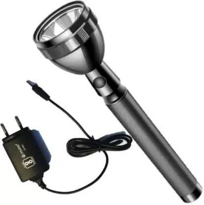 Aubade Premium Quality Long Range (800 mtr) Rechargeable LED Water Resistant Metal Body Torch