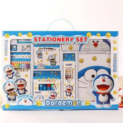 Dallao Doraemon 41pcs Kids Coloring Stationery Gift Set (Pencil Box + Coloring Sets)