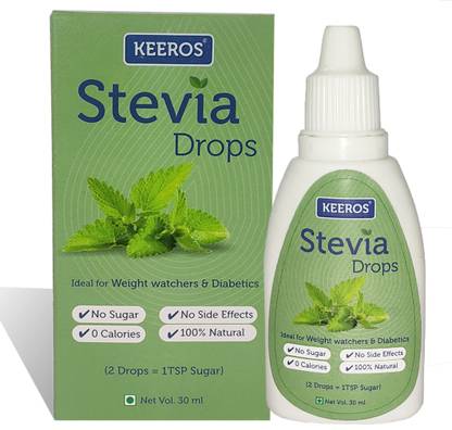 Keeros Stevia Drops Liquid Sweetener|100% Natural Extract-Stevia Leaves|Zero Calories Sweetener