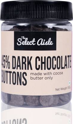 The Select Aisle 45% Dark Chocolate Buttons-150g [Dark Chocolate Callets | For Cake Decorations/Baking Decor | 45% Dark Chocolate | High quality Chocolate Buttons] Choco Chips Solid