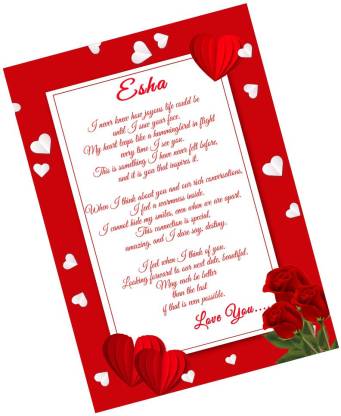 Midas Craft I Love You Esha Love Letter Quotes 27 Greeting Card