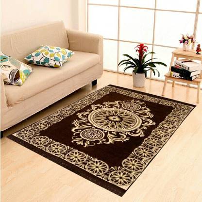 Rudra Decor Brown Cotton Carpet