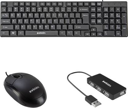 zebion k200 keyboard, Elfin Mouse and Pronto Usb Hub Combo Set