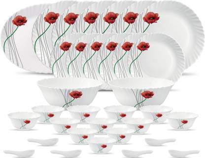LAOPALA Pack of 33 Opalware Classique Soul Passion 33 Pcs Dinner Set