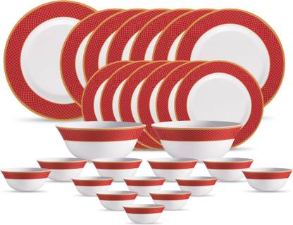 LAOPALA by La Opala Pack of 27 Opalware Sovrana- Regent Red Dinner Set