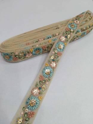 DEEP'S CREATION New Embroidery Floral lace Trim Borders (9m x 1 In, Multicour6) Pck 1 Lace Reel