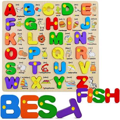 FORSIKHA Montessori Learning ABC Letters Puzzle Board Alphabet Puzzles with Pictures