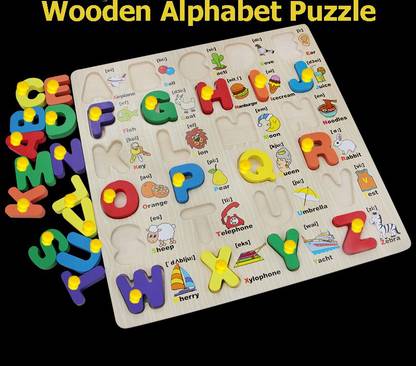 SHALAFI Alphabet AtoZ Learning Letter puzzle Board Game with Pictures For Play&Fun Toy