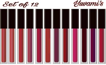 Yuvami's Set of 12 Long Lasting Liquid Lipsticks Matte Finish (Multicolor)