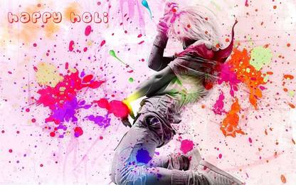 Happy Holi HD Colorful Wallpapers poster on LARGE PRINT 36X24 INCHES Photographic Paper