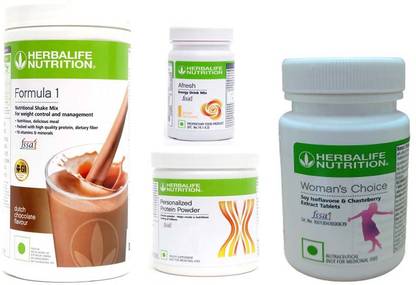 Herbalife Nutrition Formula 1 ShakeChocolate+Protein Powder-200+Afresh- ginger+ Women ChoiceTablet Protein Shake