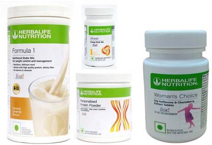 Herbalife Nutrition Formula 1 Shake Banana +Protein Powder-200 + Afresh-Lemon +Women Choice Tablet Protein Shake
