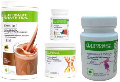 Herbalife Nutrition Formula 1 Shake Chocolate+Protein Powder-200+Afresh- tulsi+ Women ChoiceTablet Protein Shake