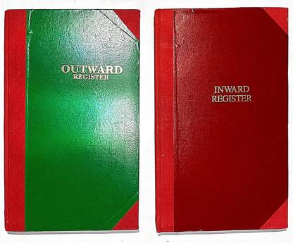 SKY GLORIOUS Inward Outward Register combo-176 Pages Single ,(352Front+Back)- 2-Part 70 GSM Ledger Paper - Red Half Canvas PVC Binding