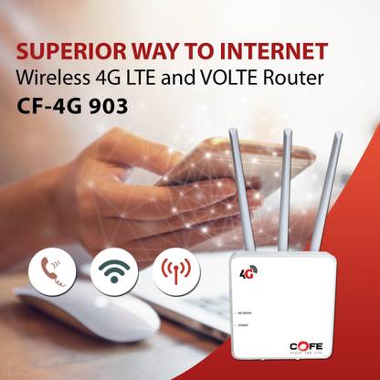 COFE CF-4G803 4G Router 2.4 GHz 150 Mbps Wifi Speed Single Band External Antenna Ethernet (Cable Broadband)