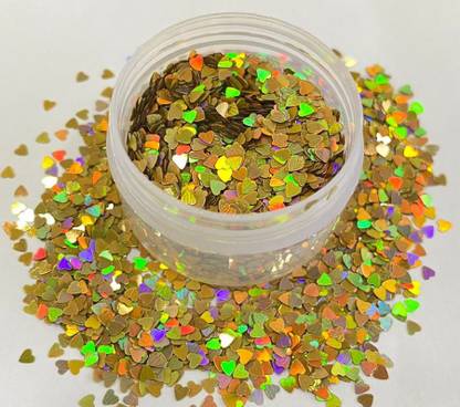 Mahir Glitter Turkish Golden Rainbow Heart For Nail Art & Art & Craft 10gm