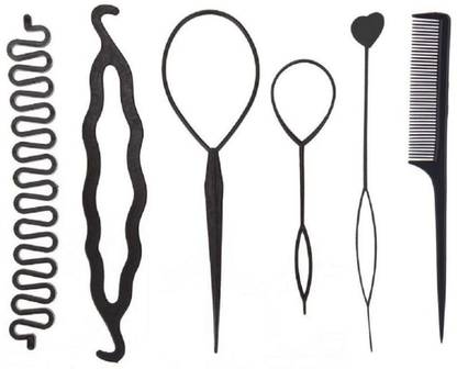 ASG 6Pcs Topsy Tail Hair Tool DIY Hair Styling Tool Kit Hair Loop Hair Braiding Tool Hair Accessory Set