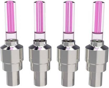 rebel LED Tyre Wheel Light - 4x Pink Tire Valve Cap Tail Lights for Bike Cycle Car LED Wheel Reflectors