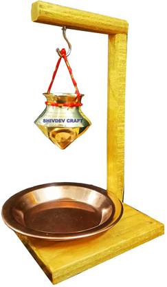 SHIVDEVCRAFTSTORE Shivling Abhishek Lota/Kalash Jalabhishek Patra Plate Wooden Shiv Ling Stand Decorative Showpiece  -  15 cm
