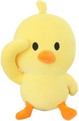 Kraftix Yellow Saluting Duck Stuffed Plush Soft Toy Doll Teddy Bear Animal KST270222  - 22 cm