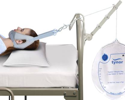 TYNOR Cervical Traction Kit (Sleeping) with Weight Bag, Grey, Universal Size, 1 Set Neck Support