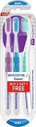 SENSODYNE Expert toothbrush with 20x slimmer & soft cross-active bristles,(Buy2Get 1) Soft Toothbrush