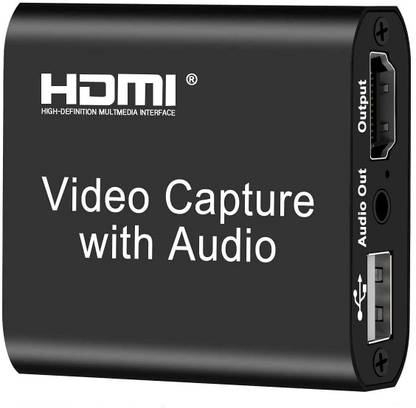 ELECTRO WOLF 4K HDMI Video Capture Card With 3.5mm Audio Output Mic Input for Live Streaming Recording, Youtube Gaming Stream HDMI HD Video Capture with Audio HDMI Connector