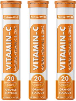 Naturewell Effervescent Tablet Vitamin C 1000mg Fizz Tablet for Glowing Skin, Immunity