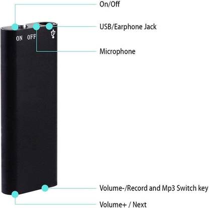 SIOVS Tiny HD Hidden Micro Digital Voice Audio Recorder Device Dictaphone 8GB Inbuilt 8 GB Voice Recorder