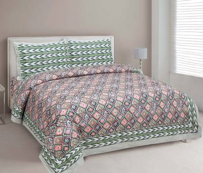 JAIPUR FABRIC Cotton Double Flat 180 TC Printed Bedsheet
