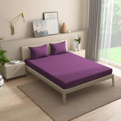 Wakefit Cotton King Fitted (Elastic) 215 TC Solid Bedsheet