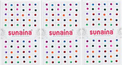 SUNAINA DOUBLE SHADE MATCHING PLAZA SIZE-6 FOREHEAD Multicolor Bindis