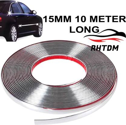 Rhtdm 15 MM 10 Meter Chrome Diy Moulding Trim Strip For Window Bumper Universal Car Car Beading Roll For Door, Grill and Garnish Cover, Window Sill