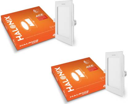 HALONIX Ace Square 6-watt Led recessed slim downlighter 6500K Cool white light Pack 2 Recessed Ceiling Lamp