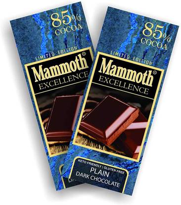 Mammoth 85% Dark Chocolate - Keto Friendly, Gluten Free,Vegan (Pack of 2) Bars